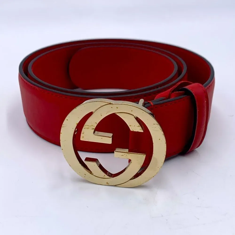 Authentic Gucci Double G Red Leather Belt Preloved